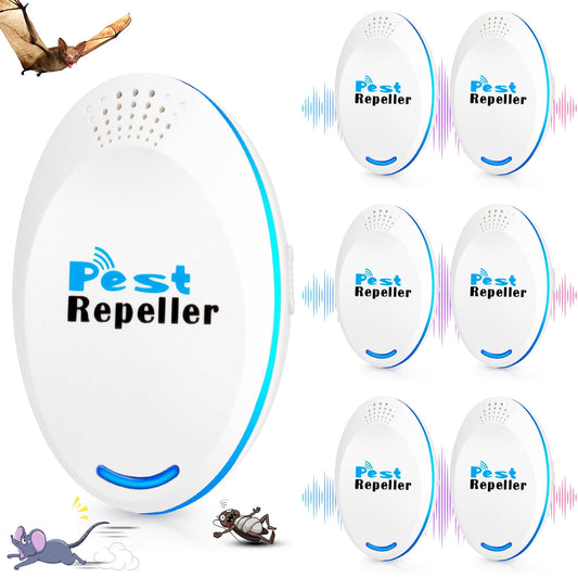 6 Pack Ultrasonic Pest Repeller, White Electronic Insect Rodent Repellent