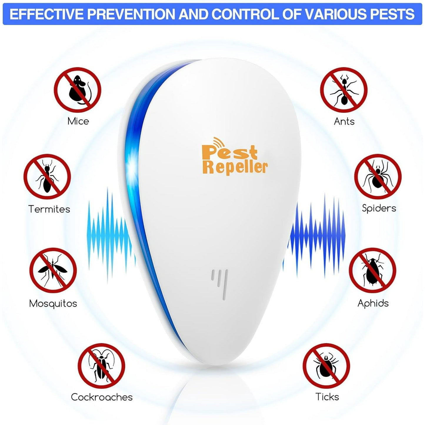 Electronic Mouse Repellent 6 Pack Ultrasonic Pest Repeller Plug In Rodent Control Device White Home Pest Defense