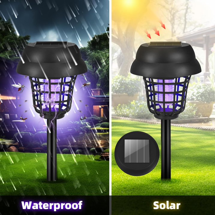 2024 Solar Bug Zapper Outdoor, Mosquito Zapper Outdoor Mosquito Killer for Bug Gnat Fly Small Flying Insect Mosquito Repellent for Patio Yard Garden Farm, Waterproof Bug Lights for Outside,4 Pack