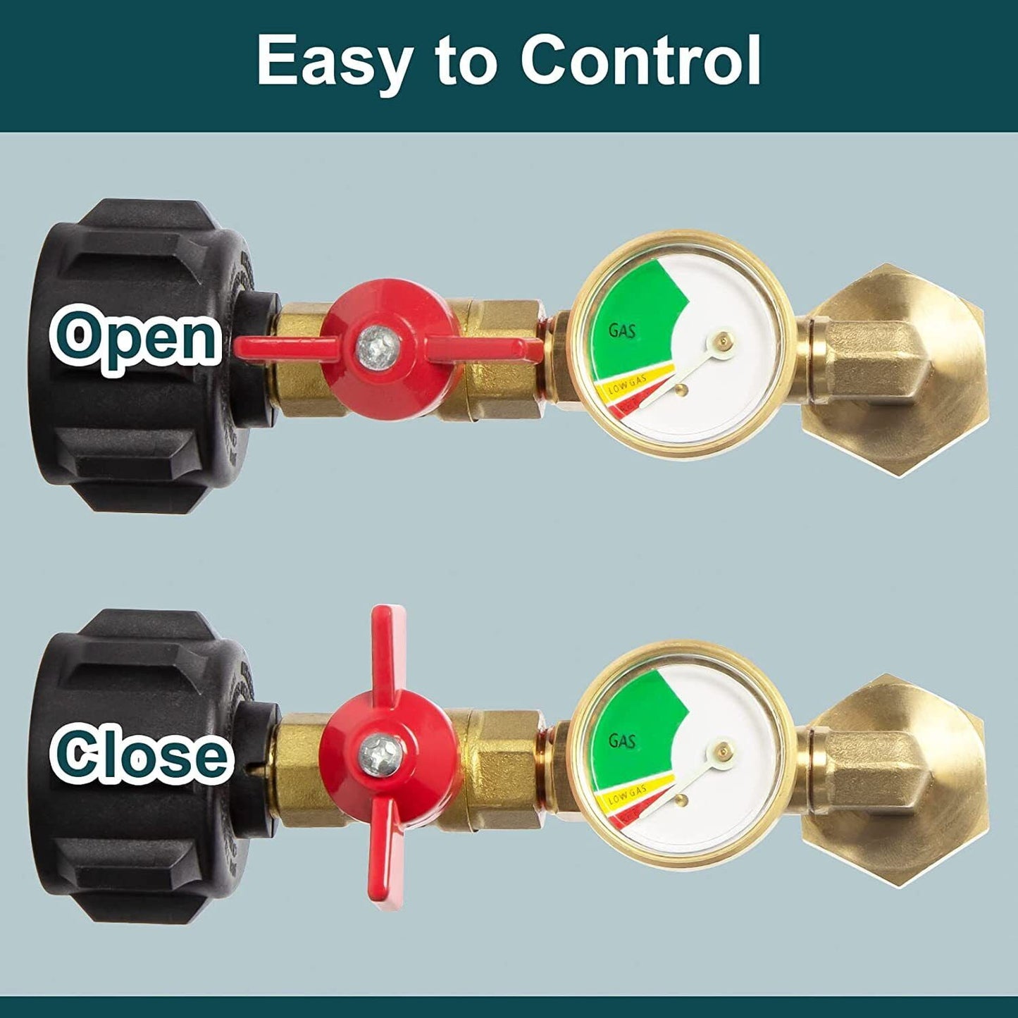 Propane Refill Adapter with Valve and Gauge, Fill 1 Lb Bottles From 20 Lb Tank