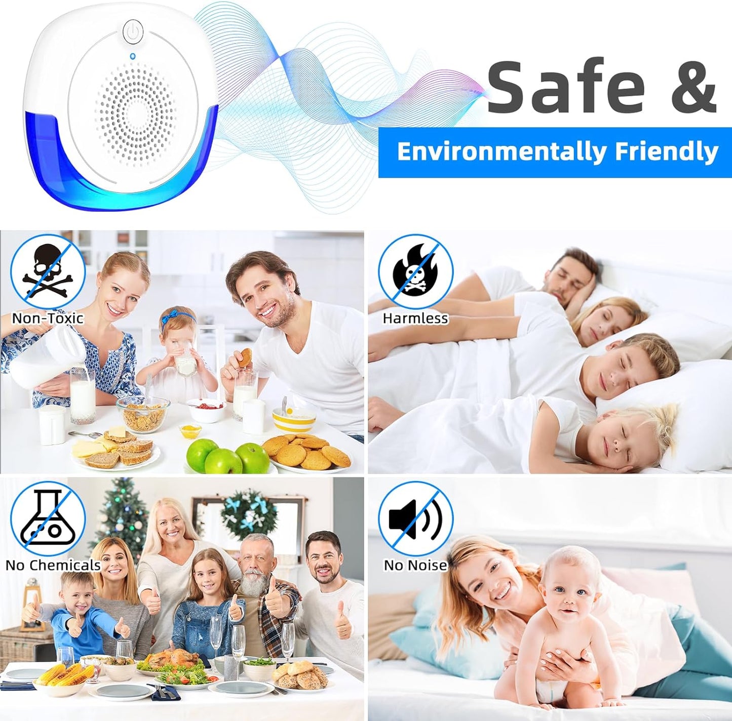 6 Pcs Home Pest Control Insect Repellent Mouse Rat Cockroach Fruit Fly Repeller Indoor Plug-in Ultrasonic