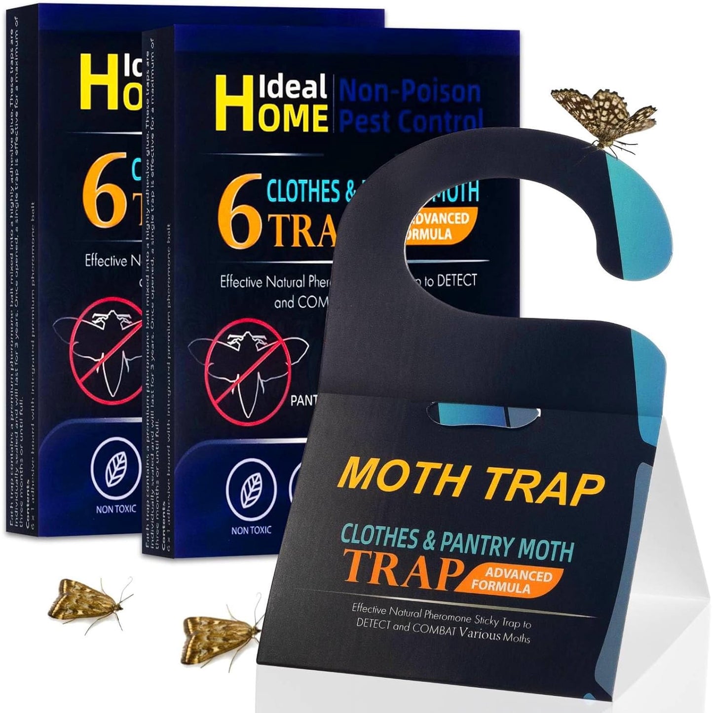 Moth Traps with Non-Toxic Pheromones ，Get Rid of Moths in House (12-Pack)