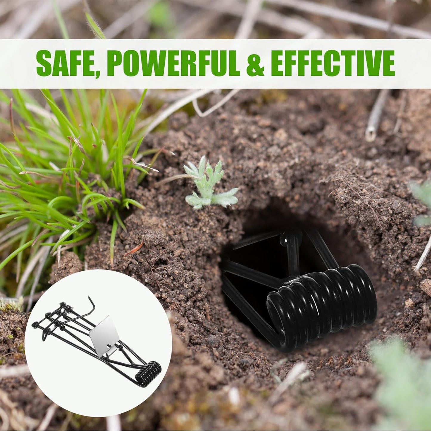 Outdoor Mole Traps 8-Pack Reusable Gopher and Mole Trap Set Metal Lawn Garden Vole Trap - Black