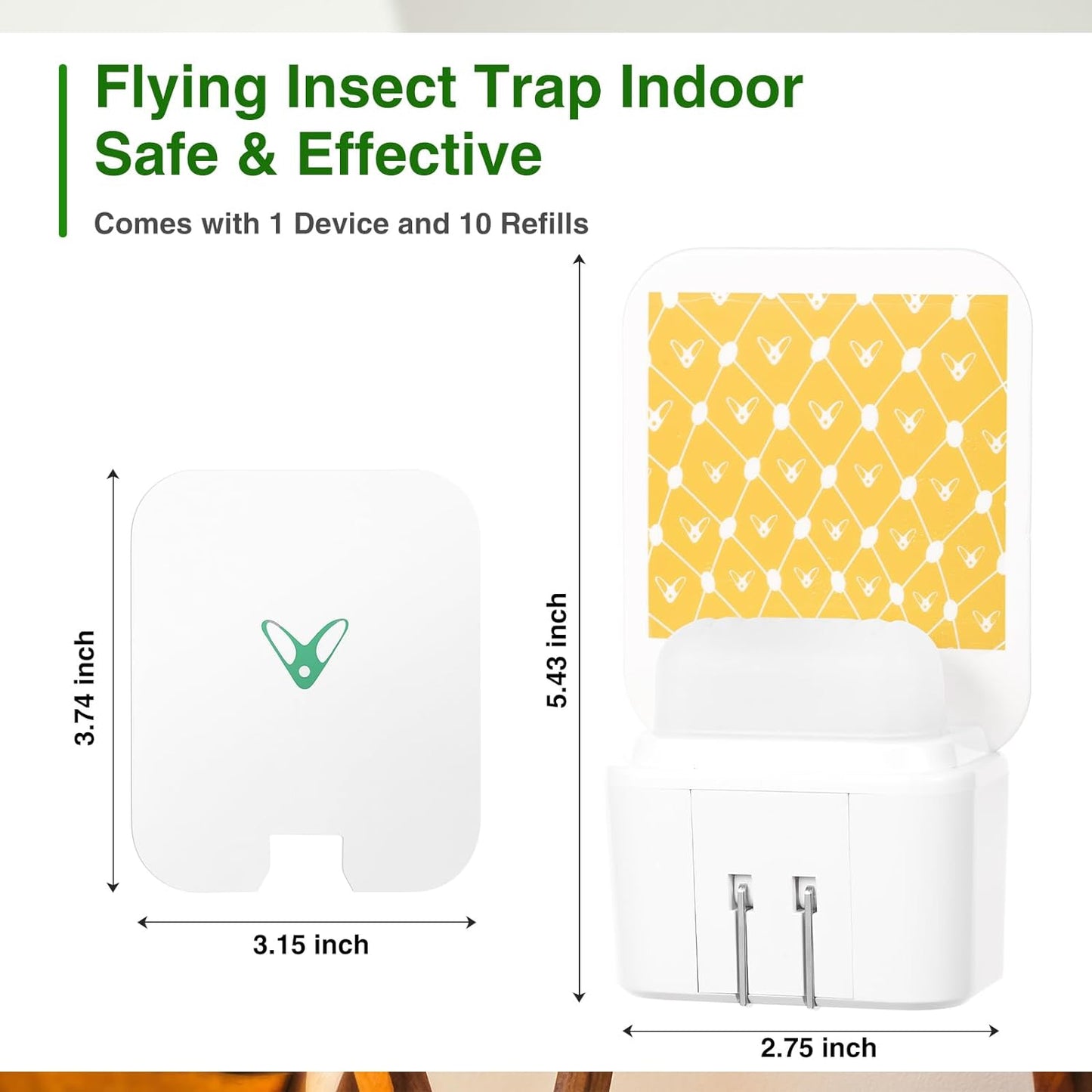 Effective Flying Insect Trap with Night Light 10 Sticky Trap Boards Plug & Play Mosquito Trap Indoor Bug Zapper