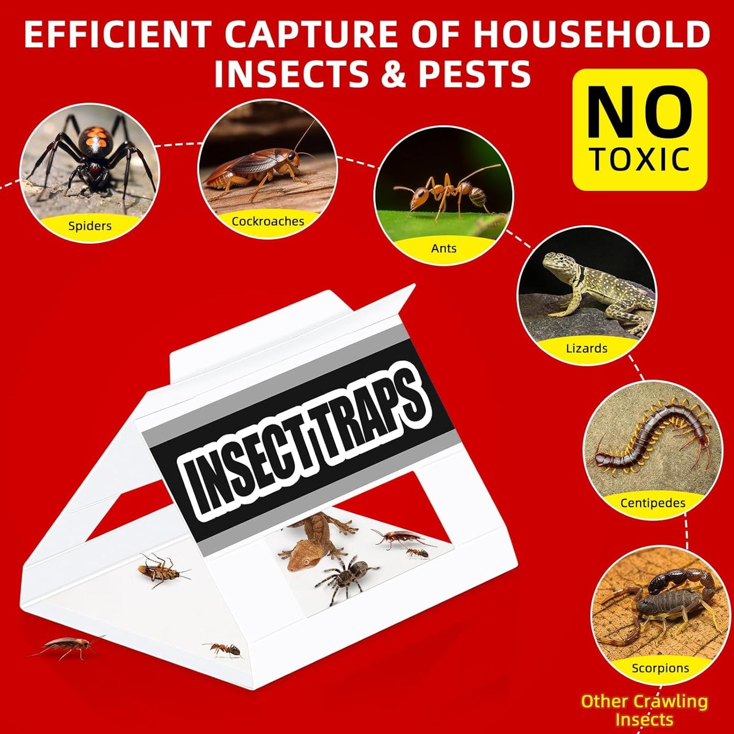 Cockroach Bug Ant Spider Sticky Traps 36 Pcs Non-Toxic Pest Killer Indoor Use Safe for Children & Pets