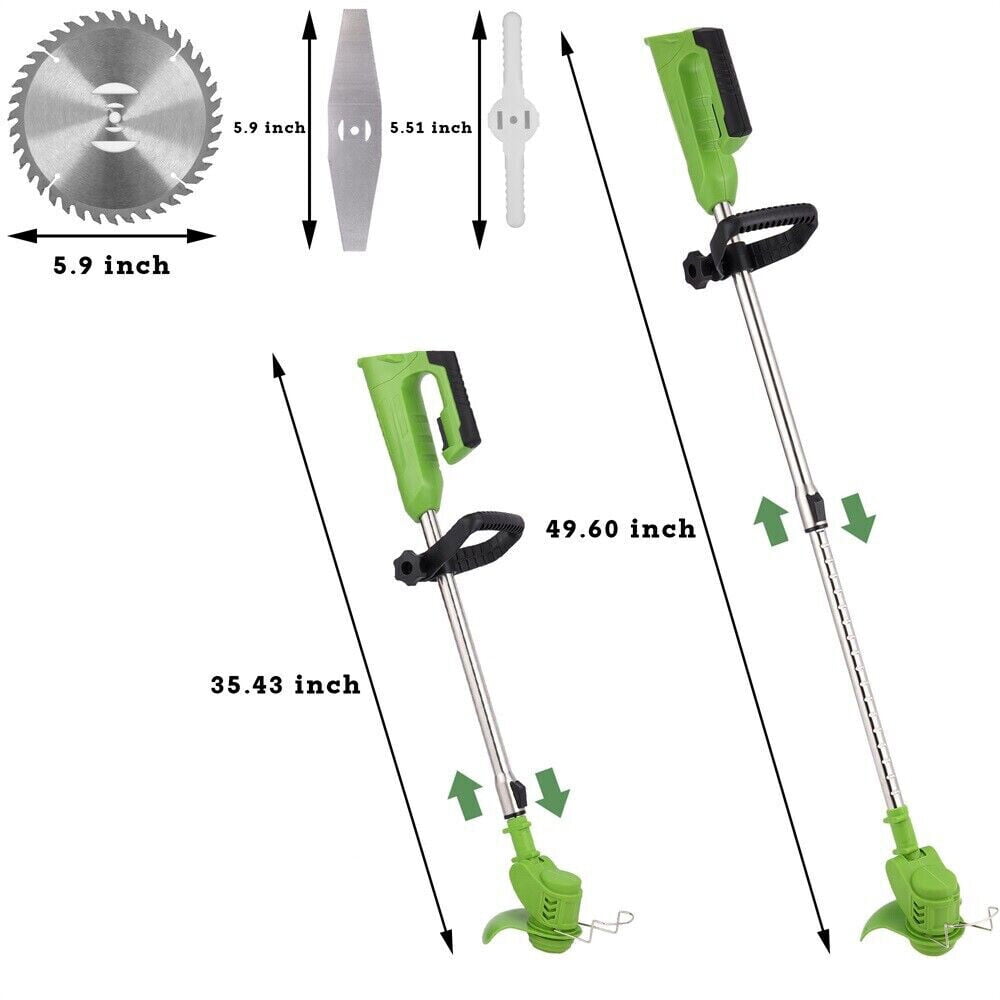 Electric Cordless Grass String Trimmer Lawn Edger Weed Eater Cutter + 2 Battery