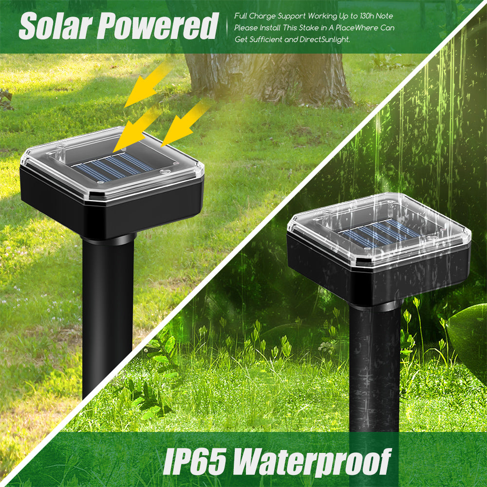 Mole Repellent Solar Powered 4 Pack,Vole Gopher Repellent Outdoor Ultrasonic Solar Powered Groundhog Deterrent Snakes Pest Rodent Sonic Vibration Stake for Lawn, Garden, Yard Mice Repellent