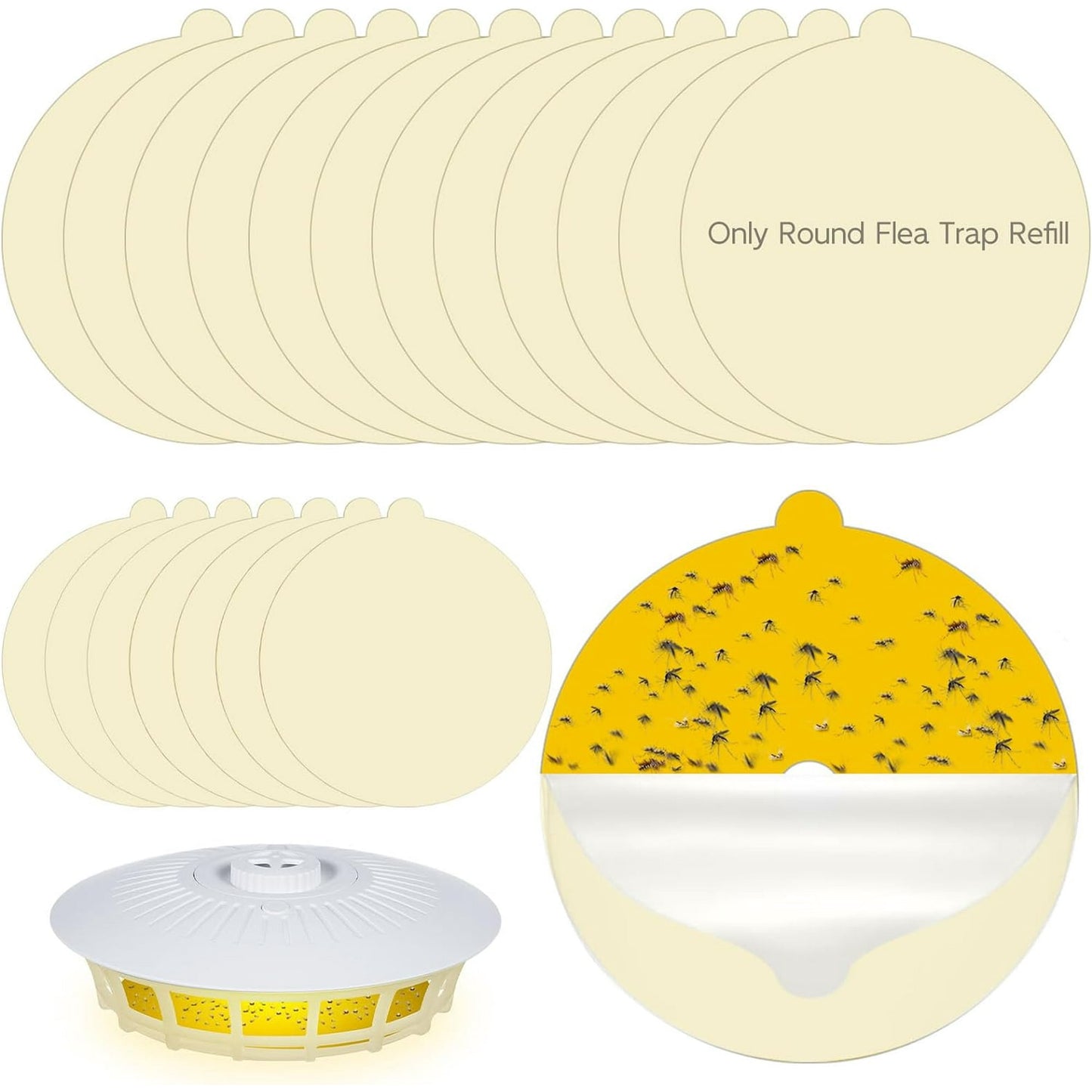 20 Pack Flea Trap Refill Discs 4.95 Inches Sticky Pad Refills, Natural Odorless Glue Board Replacement for Flea Trap, Safe for People and Pets