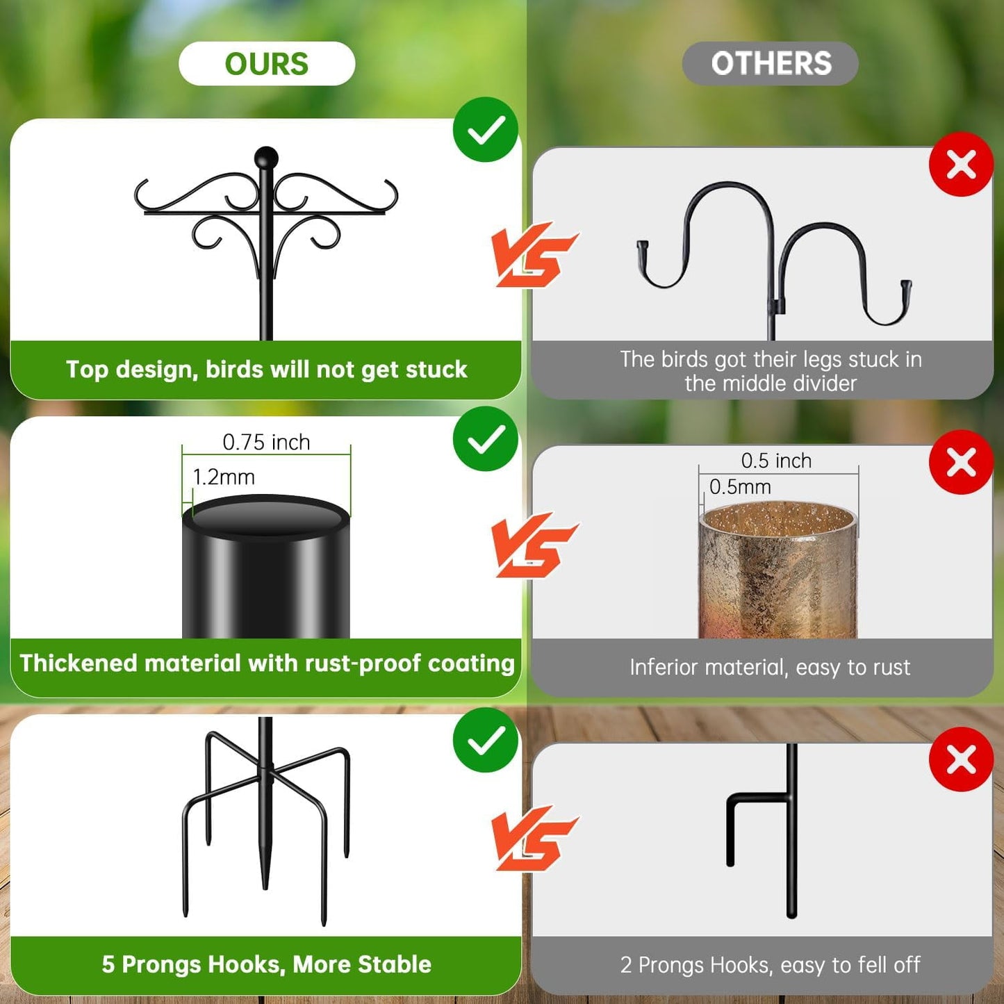 108-Inch Heavy Duty Iron Garden Shepherds Hooks 1PC