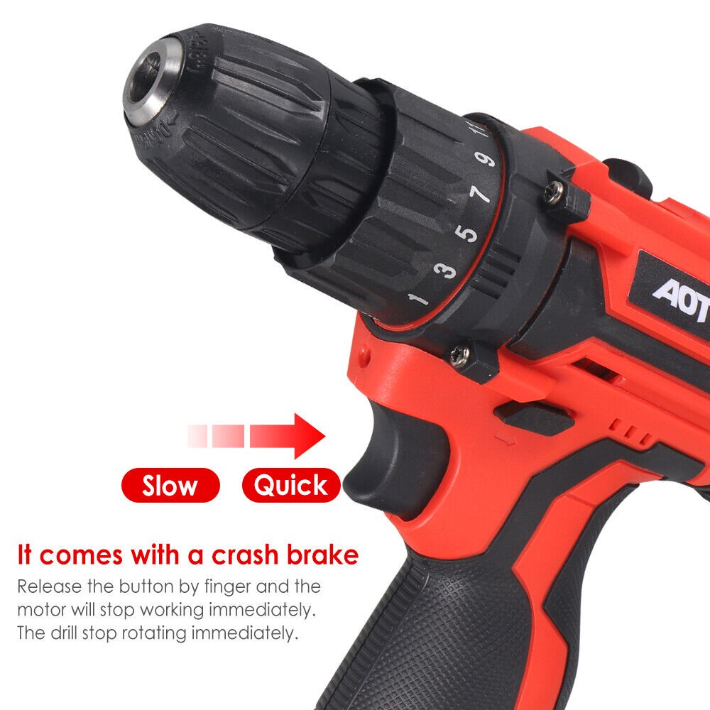 Rechargeable Cordless Screwdriver - Dual Speed, 25 Torque Settings, Red, 12V, 35N.m Torque