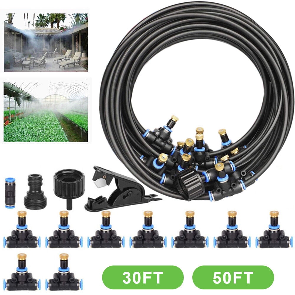 30/50Ft Outdoor Patio Water Mister Mist Nozzle Misting Cooling System Fan Cooler