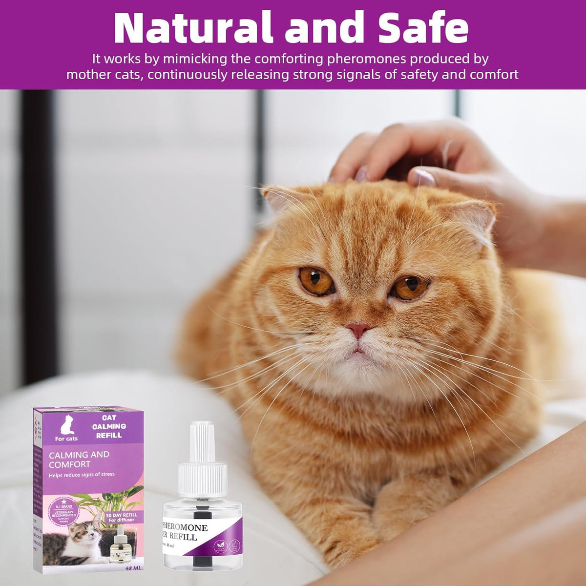 JahyShow Stress-Relieving Cat Pheromone Diffuser Refill, 6 Pack Anxiety Relief for Cats Calming Formula Plug-in