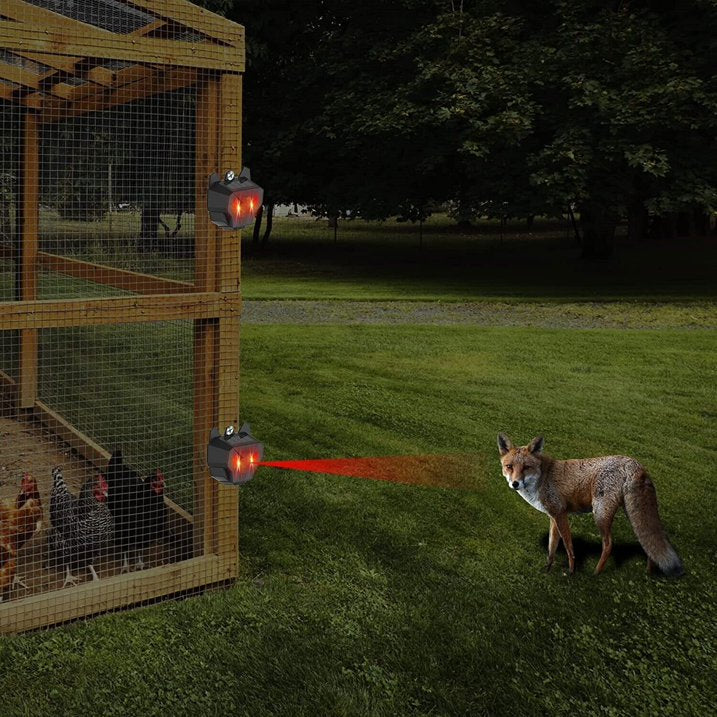 Solar Powered Animal Repeller with Strobe Flashing Red Light, Set of 4 - Deter Wild Animals and Protect Garden & Yard