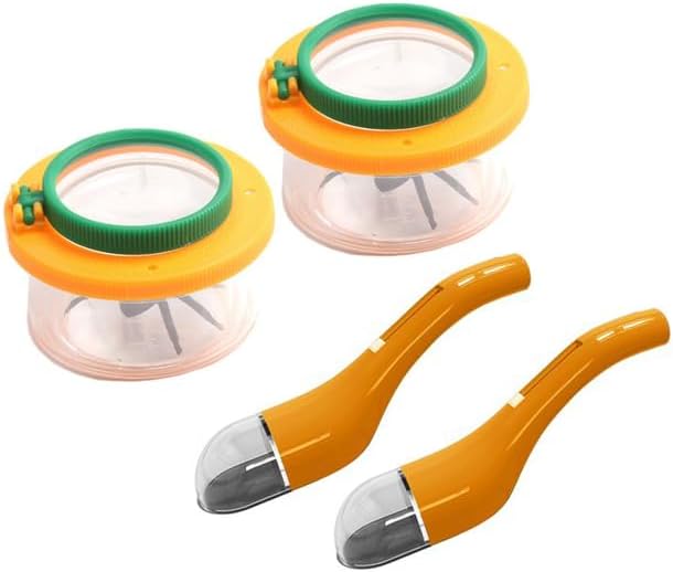 Portable Bug Collection Kit 2 Set Bug Catcher Tool Magnifying Insect Box Quick Release Grabber for Spider Fun Outdoor Activity (Green)