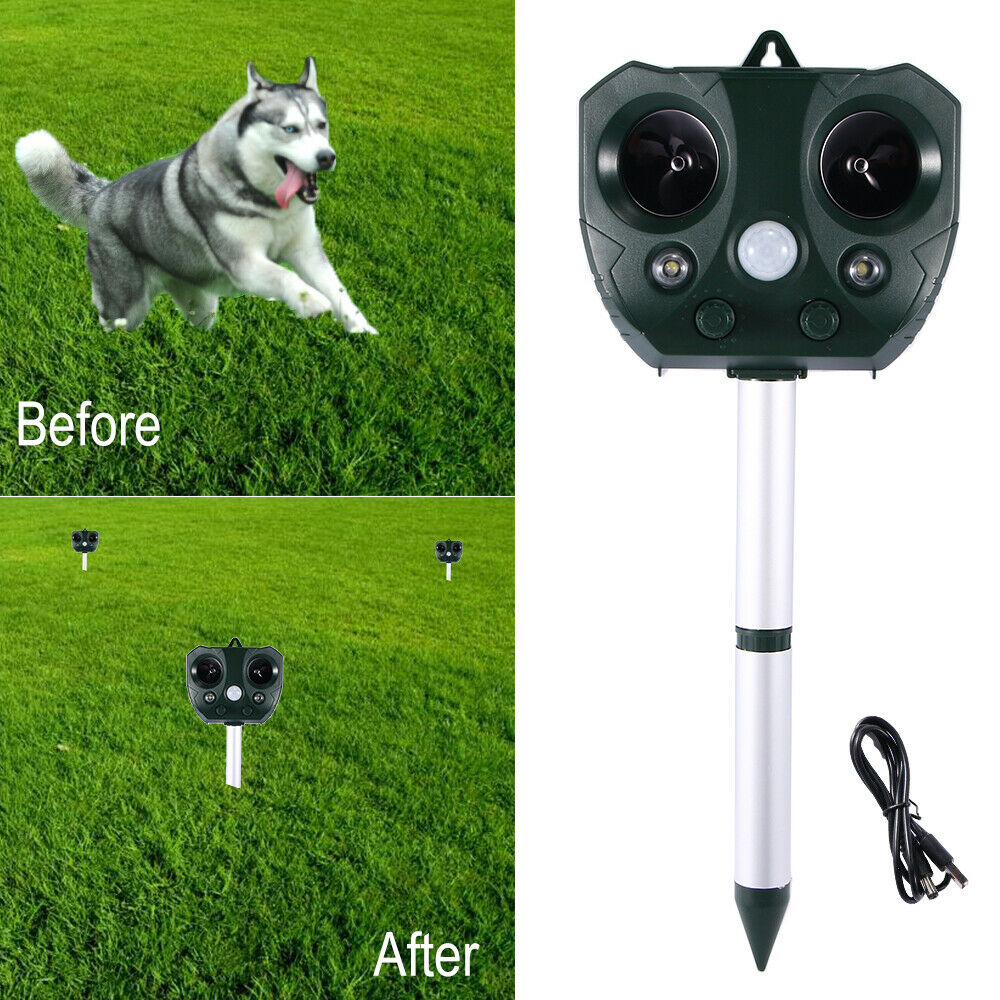 Ultrasonic Animal Repeller Outdoor Pest Control with Motion Sensor Dog Cat Solar