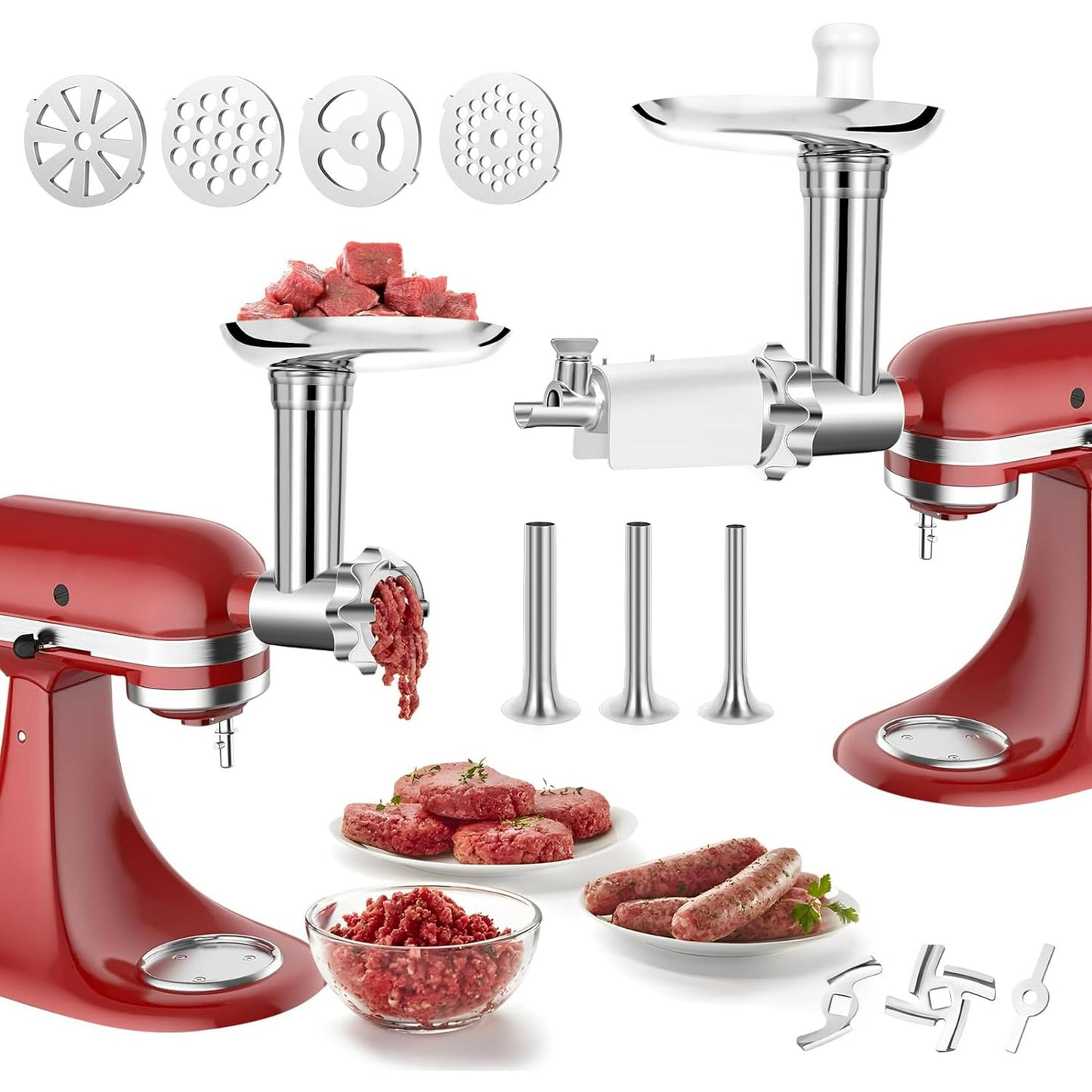 JahyShow 17-Piece Stainless Steel Meat Grinder Attachment for KitchenAid Mixers