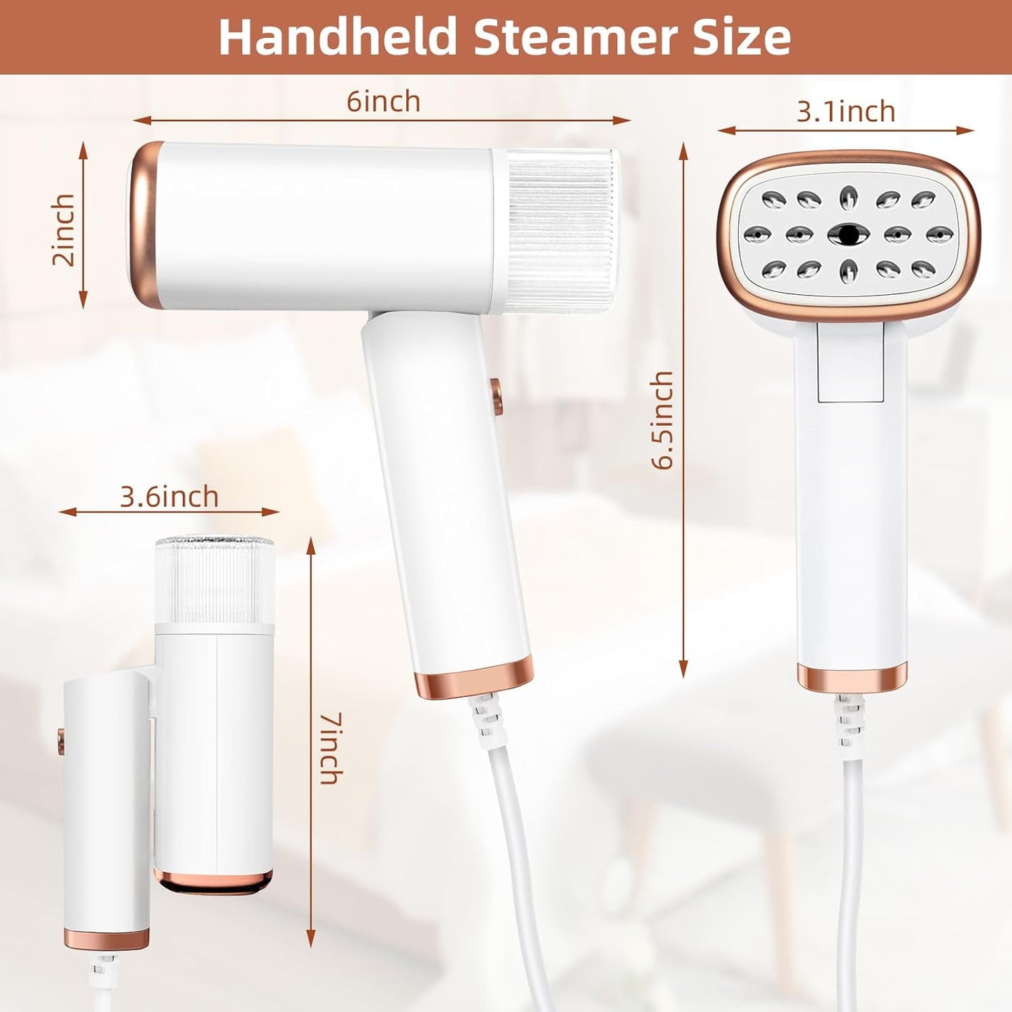 Portable Handheld Clothes Steamer,Travel Steamer 1000W Fast Heat Fabric Wrinkles Remover For Garments Steamer Iron Clothes With Brush & Measure Cup For Home Office Business Trips