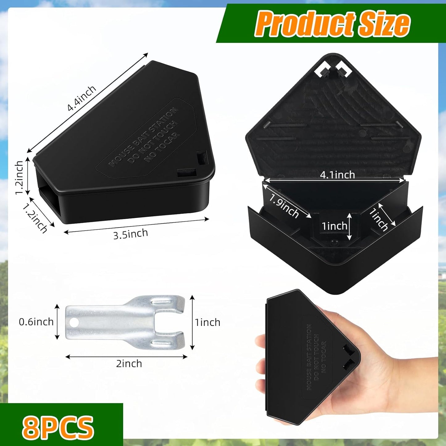 Safe Lock Mechanism 8 Pack Mouse Bait Station Dry Bait Protection High Quality Material