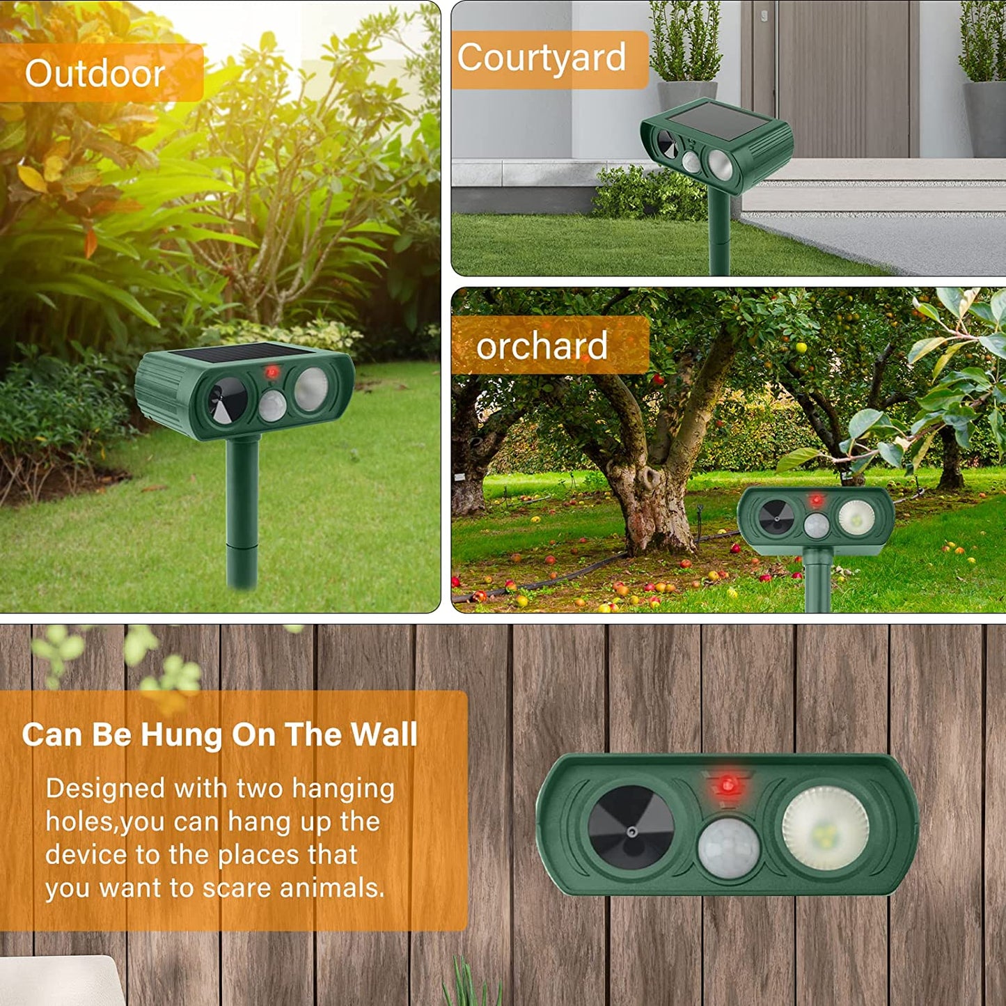 2 Pack Upgraded Ultrasonic Animal Repellent Outdoor Solar Animal Repeller Waterproof with PIR Sensor & Strobe Flashing Lights Pest Repeller Animal Deterrent to Keep Deer Cat Dog Raccoon Mouse Fox Away