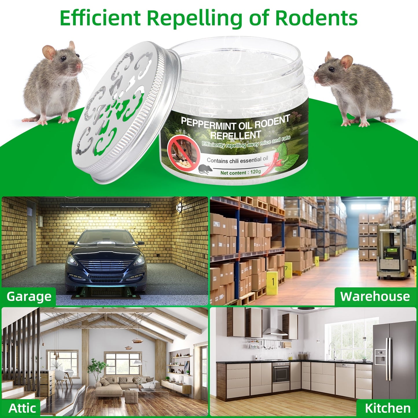 Natural Peppermint Oil Mouse Repellent for Car Engine - Safe Pest Control Solution - Set of 6 Packs