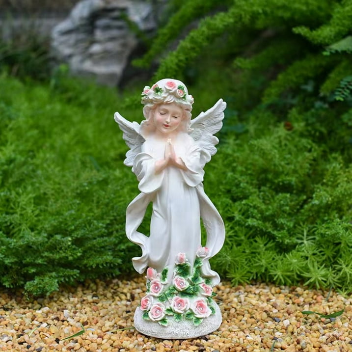Solar Angel Garden Statue, Outdoor Patio Garden Sculptures & Statues Solar Yard Decorations Lawn Ornaments Figurines for Outside