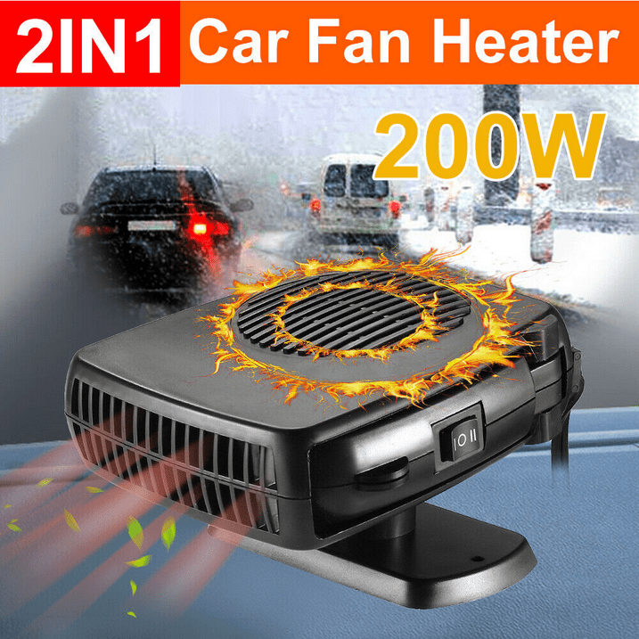 360° 200W Car Heater DC 12V Heating Cooling Fan Windshield Defroster Demister