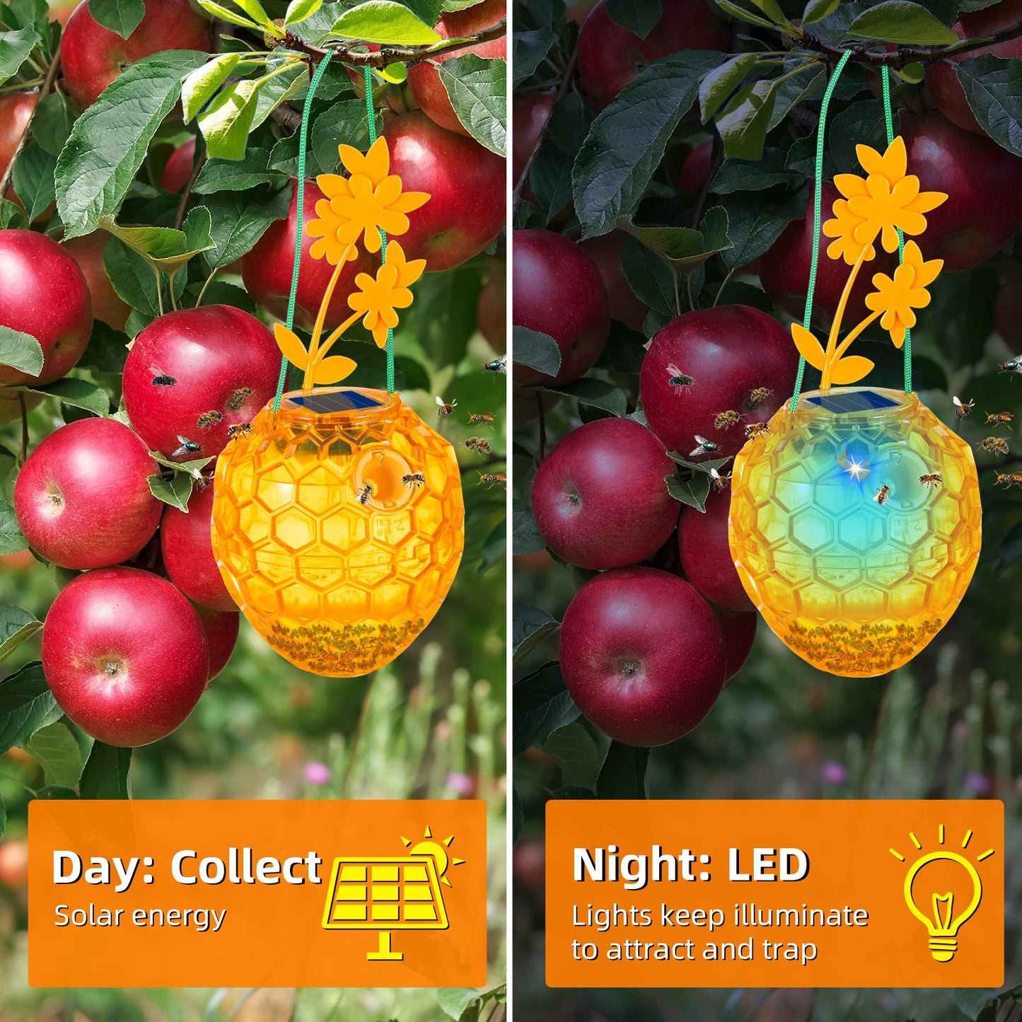 Reusable Outdoor Fly Trap - Solar Powered, Durable, Non-Toxic, and Eco-Friendly for Garden, Patio, and Home