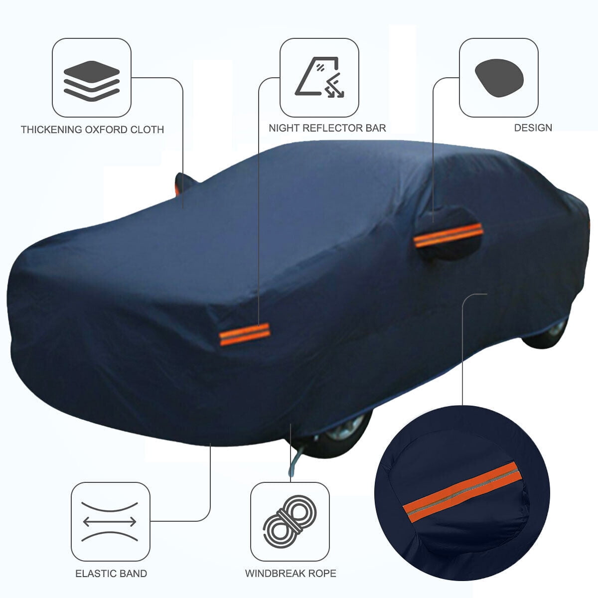 Car Cover Navy Blue 190T Oxford Cloth SUV Sedan Cover 192*70*62in