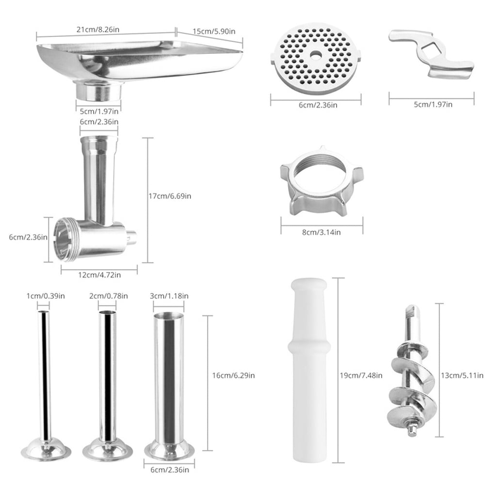 Metal Food Grinder Attachment for KitchenAid Stand Mixers Durable Meat Grinder Sausage Stuffer Food Processor