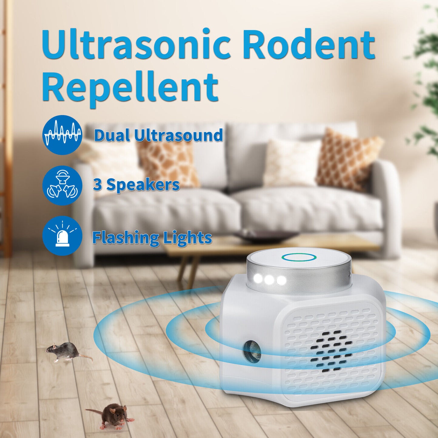 Rodent Repellent Indoor Ultrasonic, Mice Repellent Plug-ins Squirrel Repellent Mouse Deterrent Rat Control Bat Removal for Attic Garage Basement RV Crawl Space