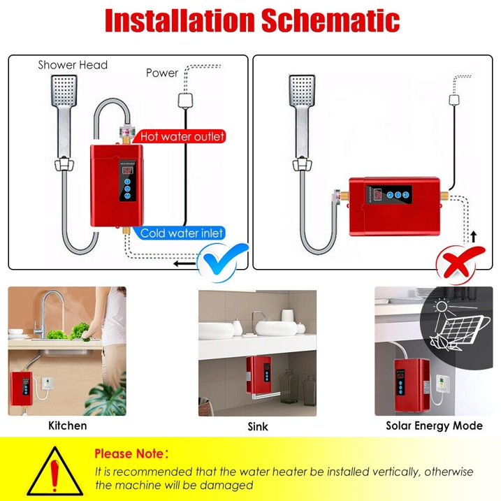 110V Kitchen Electric Hot Tankless Water Heater Sink Instant Boiler Bathroom