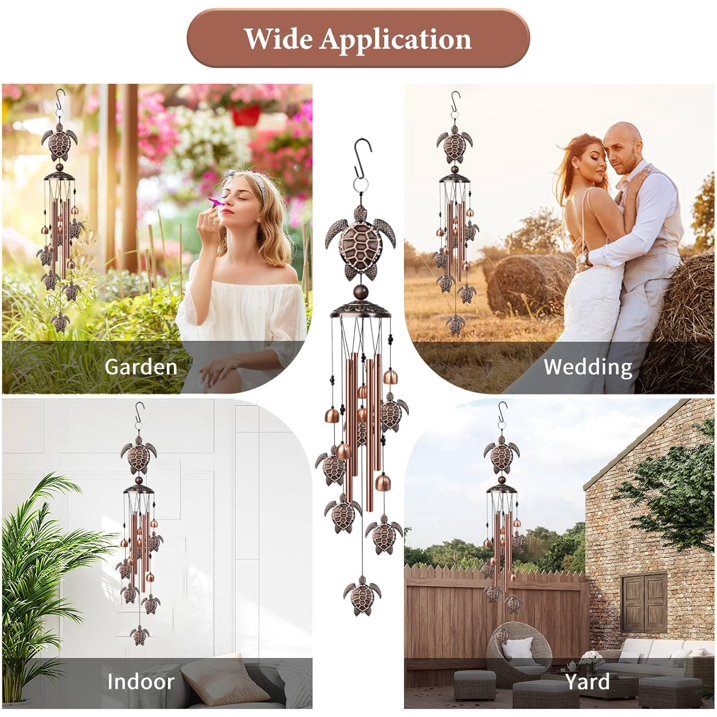 JahyShow Sea Turtle Wind Chimes,Decorative Wind Chimes for Outdoor,with S Hook for Patio Garden Decor