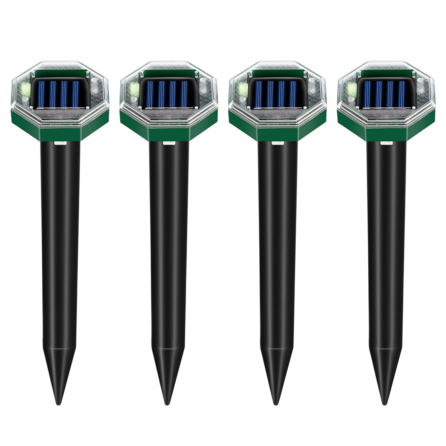 Mole Repellent,4 Pack Solar Powered Outdoor,Gopher Repellent Ultrasonic Mole Repellent Stakes Waterproof Sonic Mole Spikes for Garden Yard Home Use,Get Rid of Moles Groundhog Snake Repellent