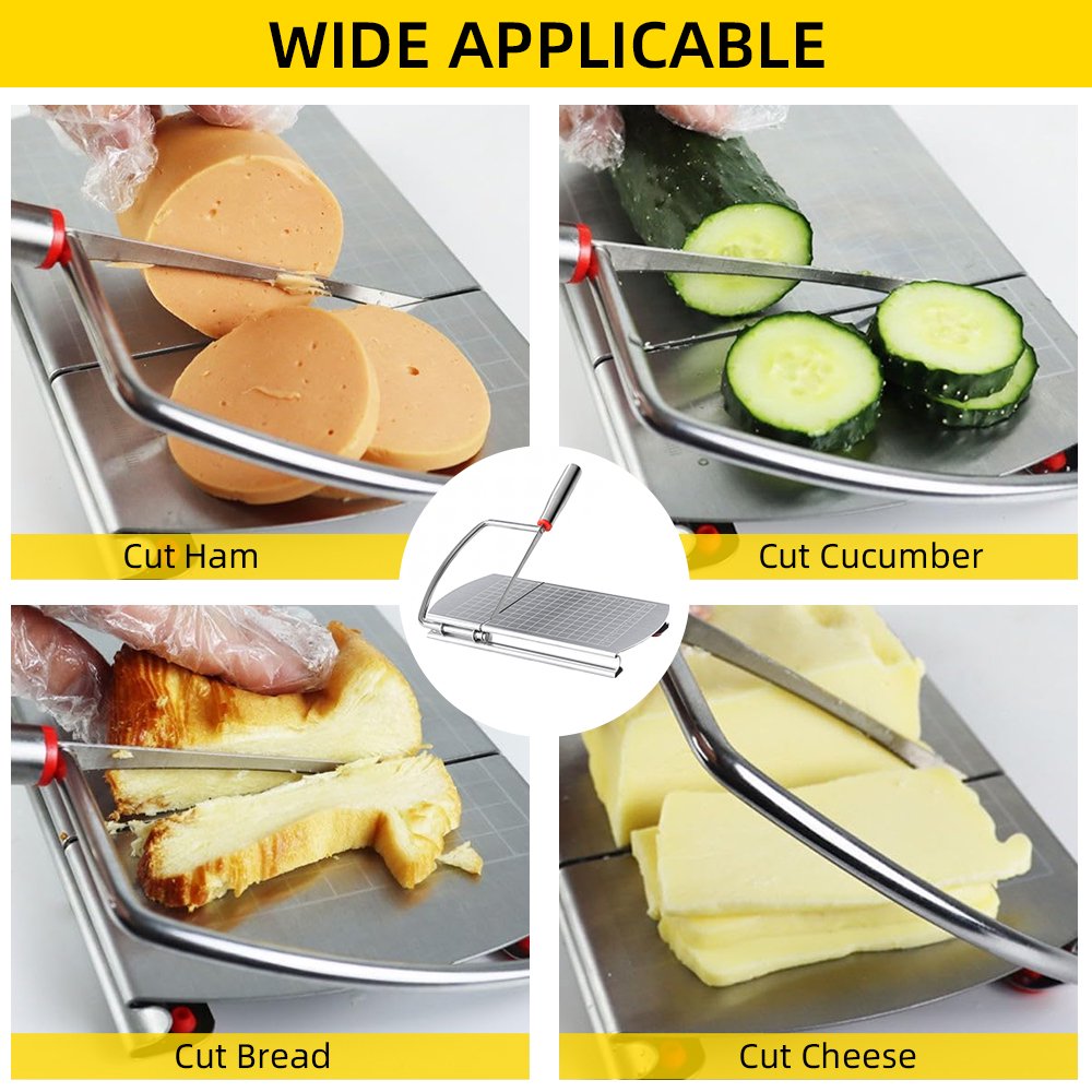 JahyShow Multipurpose Stainless Steel Cheese Slicer and Cutter Block Cheese, Butter, Sausages Kitchen Gadget Board