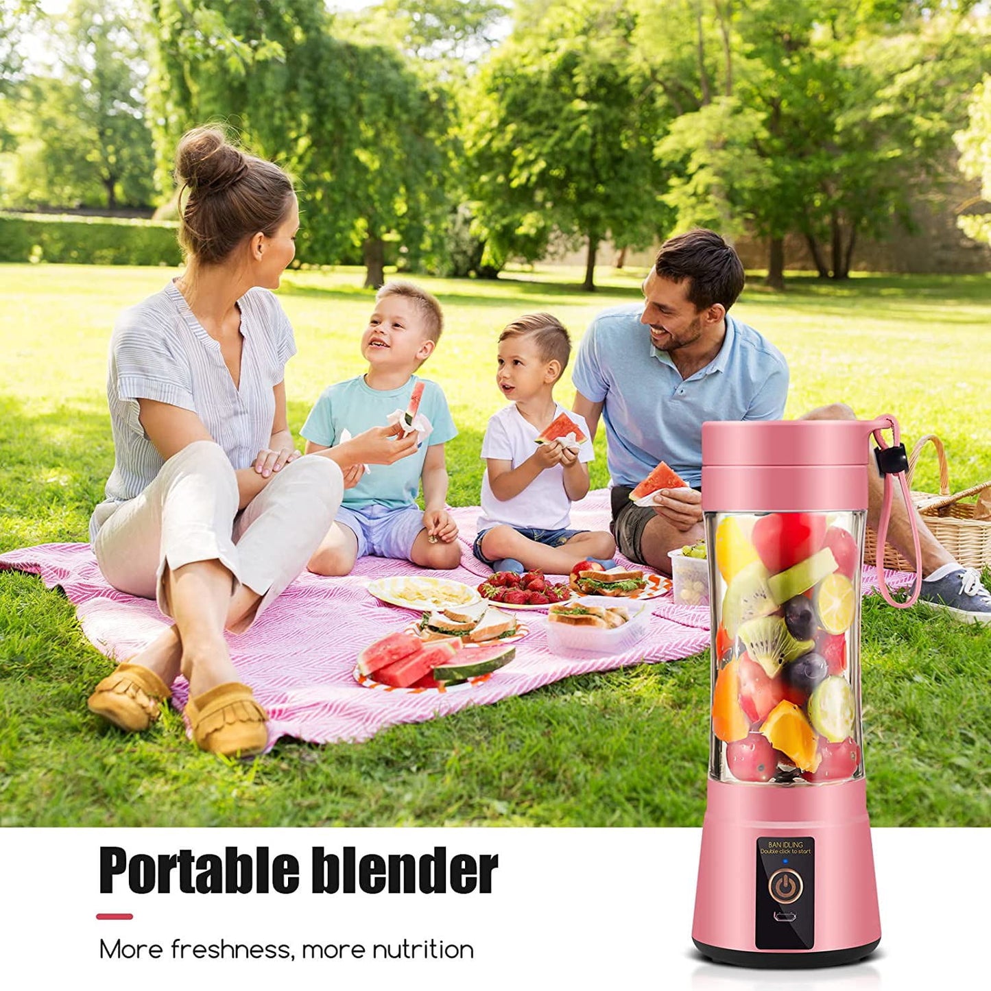 JahyShow Portable Blender, 380ml,Pink