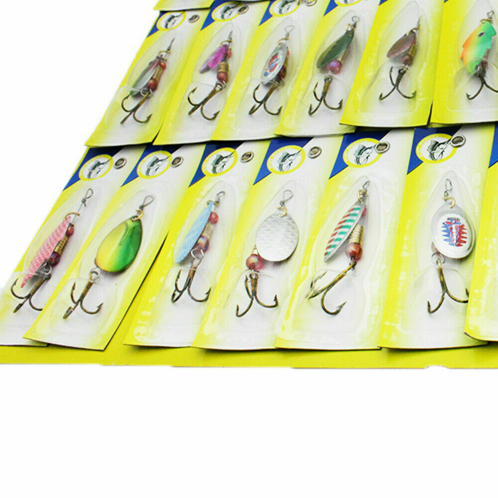 30PCS Fishing Lures Metal Spinner Baits Bass Tackle Crankbait Trout Spoon Trout