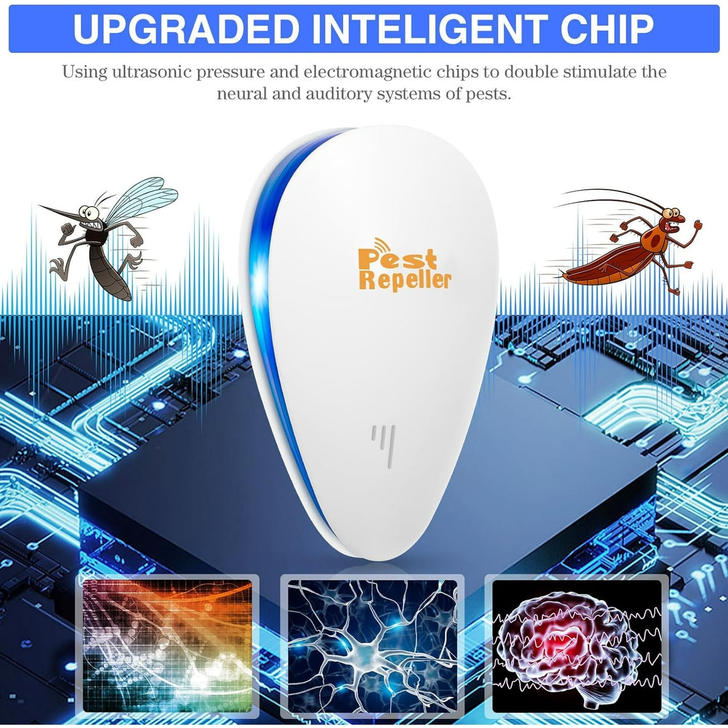 Electronic Mouse Repellent 6 Pack Ultrasonic Pest Repeller Plug In Rodent Control Device White Home Pest Defense