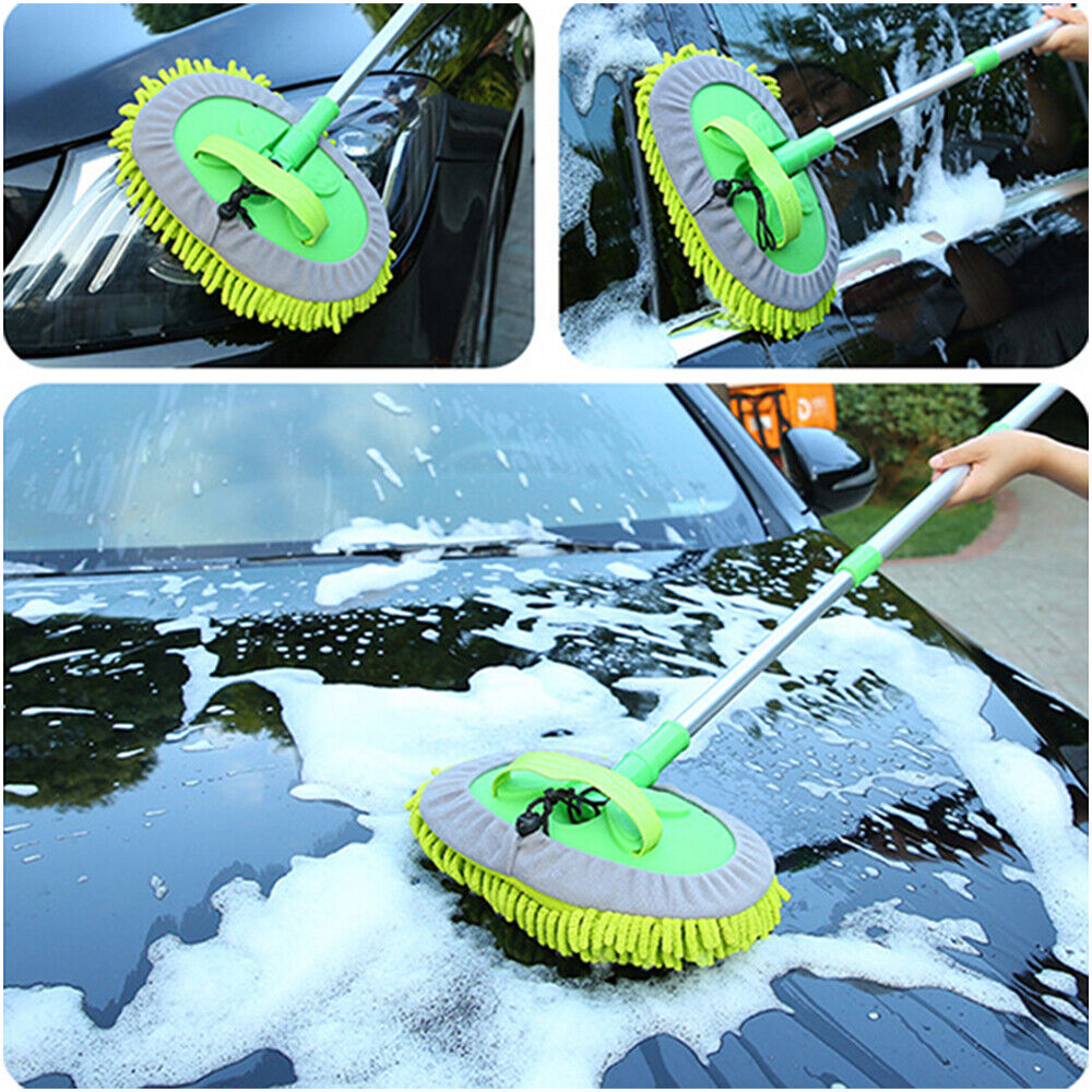 Car Wash Brush Extendable Pole Revolving Care Washing Brush Sponge Cleaning