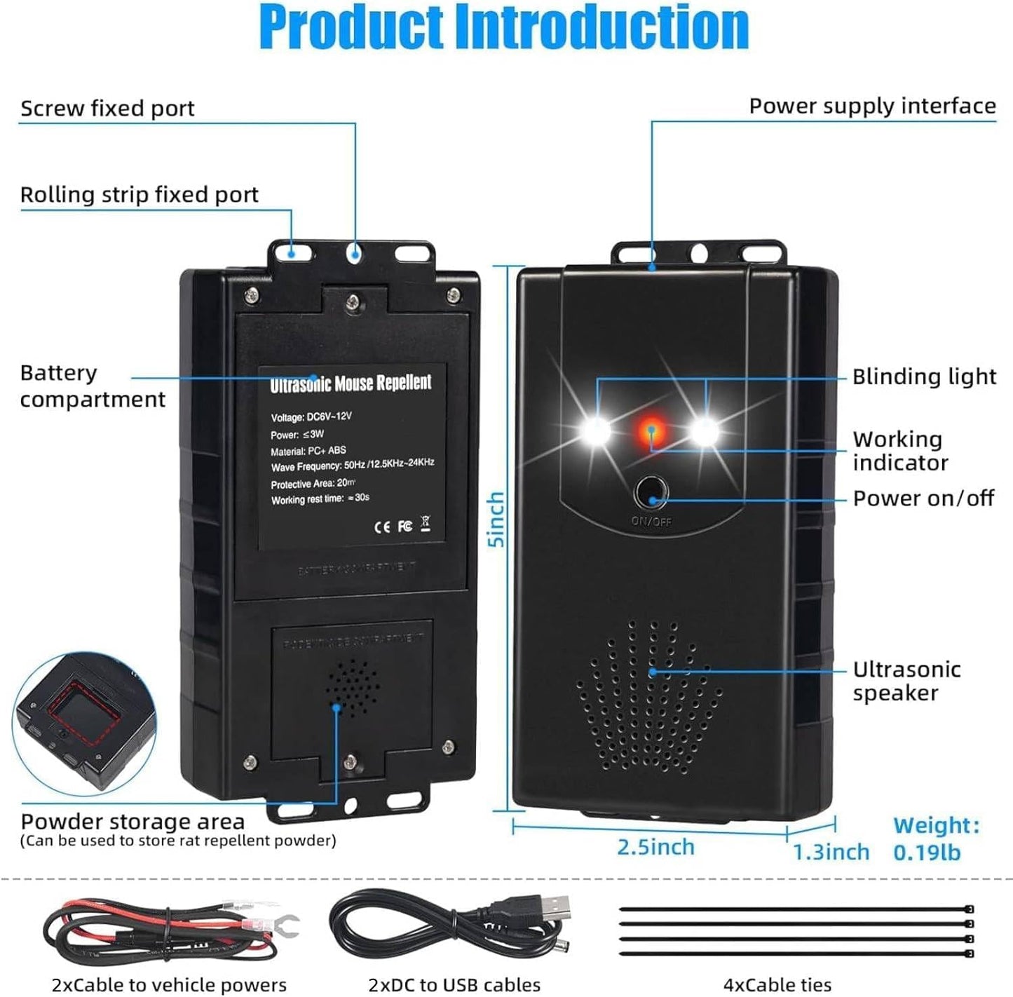 Easy Installation Battery Operated Under Hood Rodent Repeller Keep Mice & Rodents Away 2 Pack