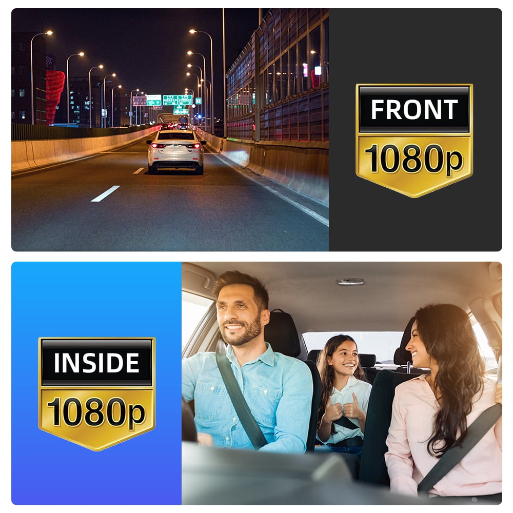 Car Dash Cam 3 Channel 1080P Dash Camera Front and Rear Dashcam with WiFi & 32GB Card Night Vision 24H Parking Mode Loop Recording