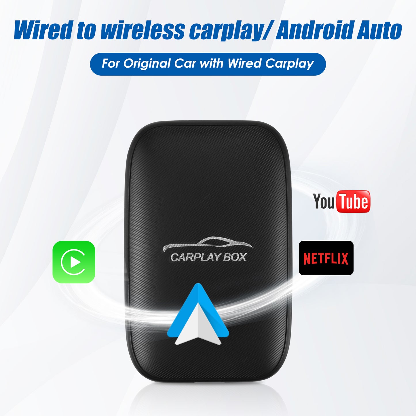 2024 New Wireless CarPlay Android AUTO Multimedia Video Ai Box Dongle, Built-in Android Closed System/YouTube/Netflix, for All Cars