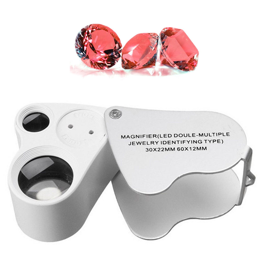 30X 60X Magnifying W/ Led Lights Magnifier Jeweler Jewelry Loupe Loop Glass Usa