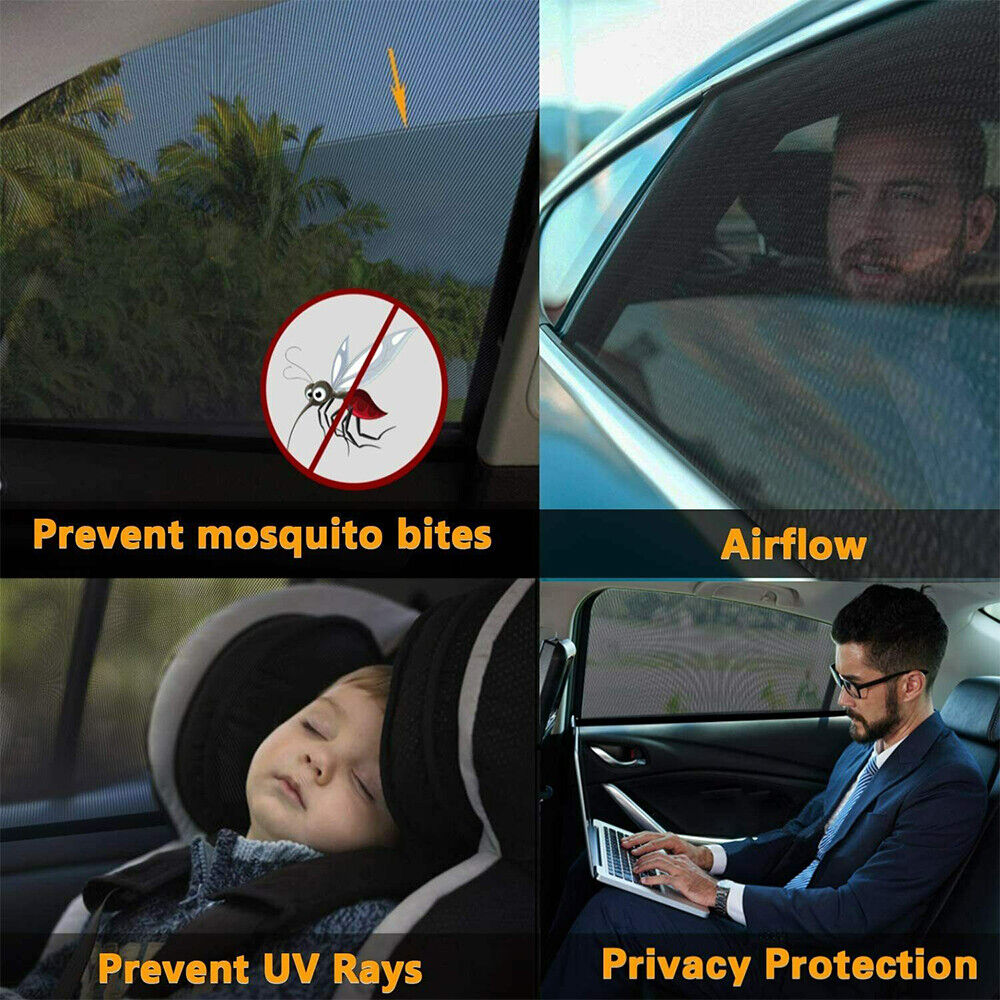 Car Window Screen Mesh Cover Privacy Mosquito Bugs Net Sun UV Protection Camping