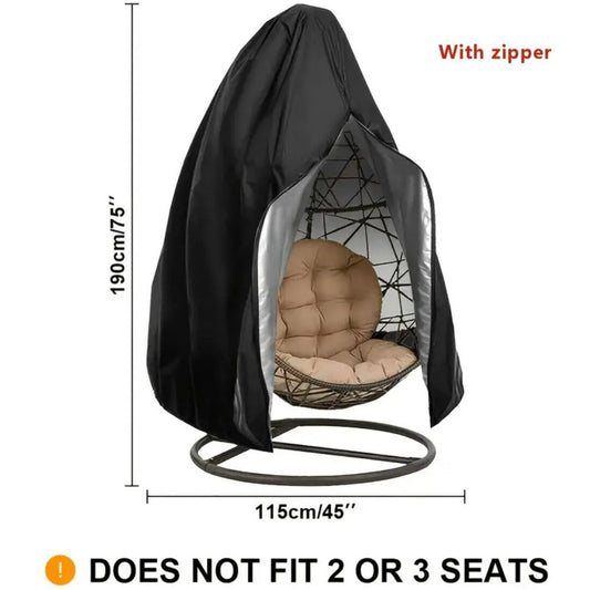Egg chair cover with Zipper, Patio Hanging Swing Chair Cover, waterproof and dustproof,suitable for outdoor furniture,75x45 inches