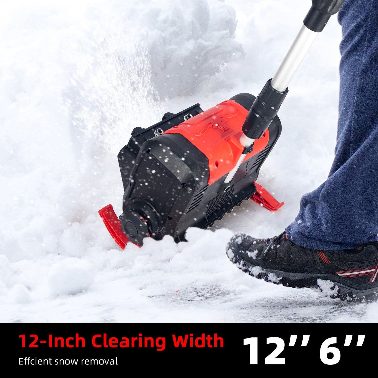 Cordless Electric Snow Shovel, 20V 12-Inch Snow Thrower with Adjustable Auxiliary Handle Battery Powered Snow Blower