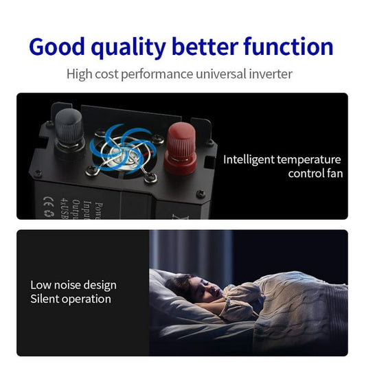 3000W Pure Sine Wave Power Inverter Universal DC 12V/24V to AC 110V 2-in-1 with LED Display 1Type-C 3 USB Ports