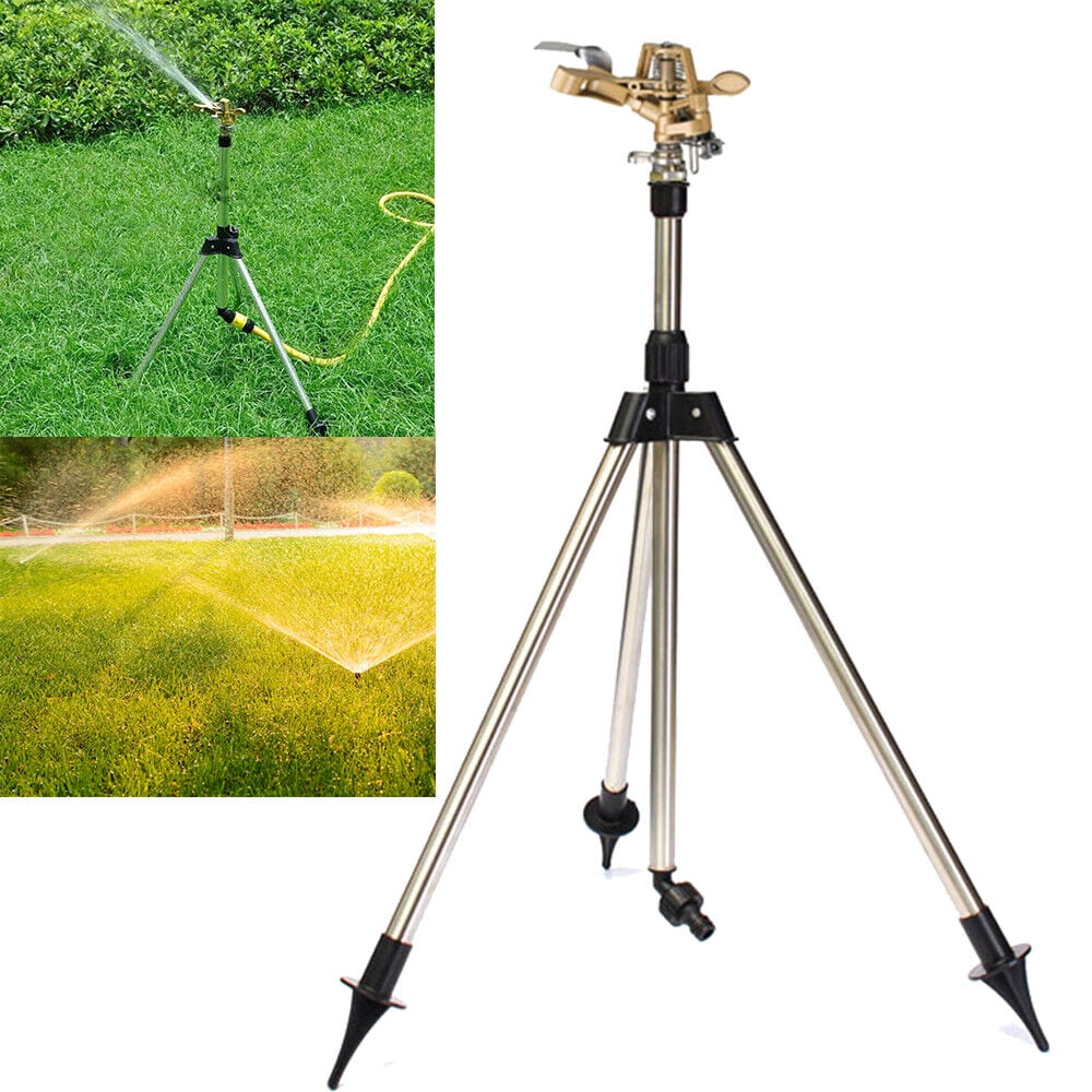 1 Pack Impact Sprinkler on Tripod Base, 360 Degree Large Area Sprinklers for Yard, Suitable for Agriculture, Lawn Sprinkler, Heavy Duty Brass Sprinkler Head and Adjustable 22–36 inch Tripod