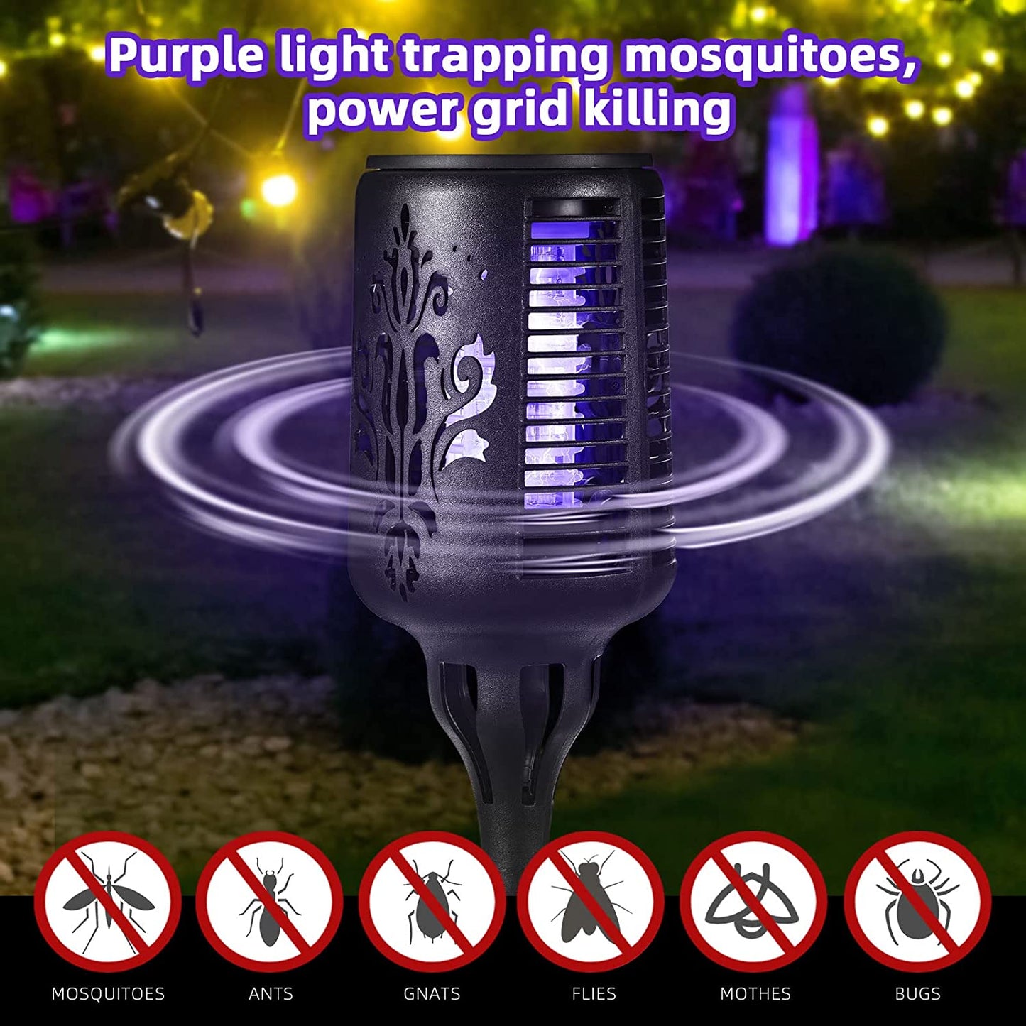 4Pack Bug Zapper Outdoor Solor Powered Waterproof Bug Lights Mosquito Zapper to Keep Mosquitoes Away from Patio Backyard