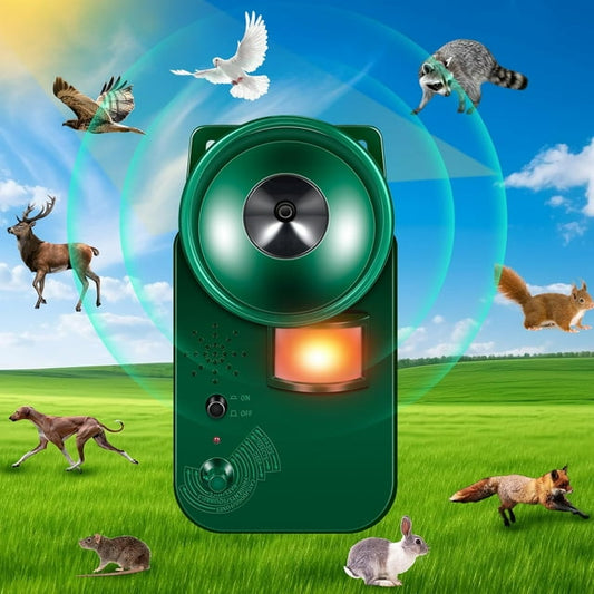 Bird Deterrents for Outside Ultrasonic Bird Repellent Devices Deer Repellent Devices Cat Repellent Animal Repeller with Motion Sensor to Keep Bird Raccoon Rabbit Squirrel Skunk Out of Balconies Yard