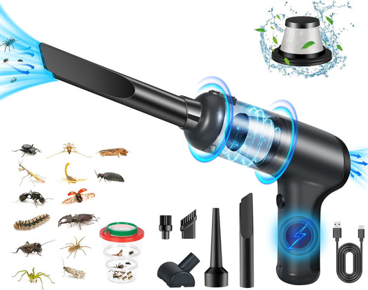 6 in 1 Bug Catcher,Gnat Catcher,Handheld Vacuum Cordless with 9000PA High Power Rechargeable Hand Vacuum for Car RV Office Home Clean,Fly Catcher Bug Vacuum with Insect Cage for Bug Small Spider